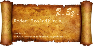 Roder Szofrónia névjegykártya